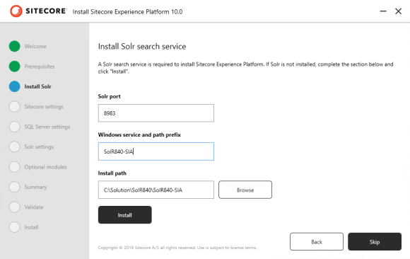 Install SolR 8.4.0 from SIA